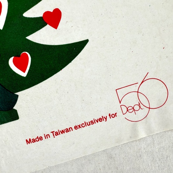 Vintage Dept 56 Wooden Cut Out Heart Tree Christmas Green Red Scandinavian Style - Picture 5 of 13